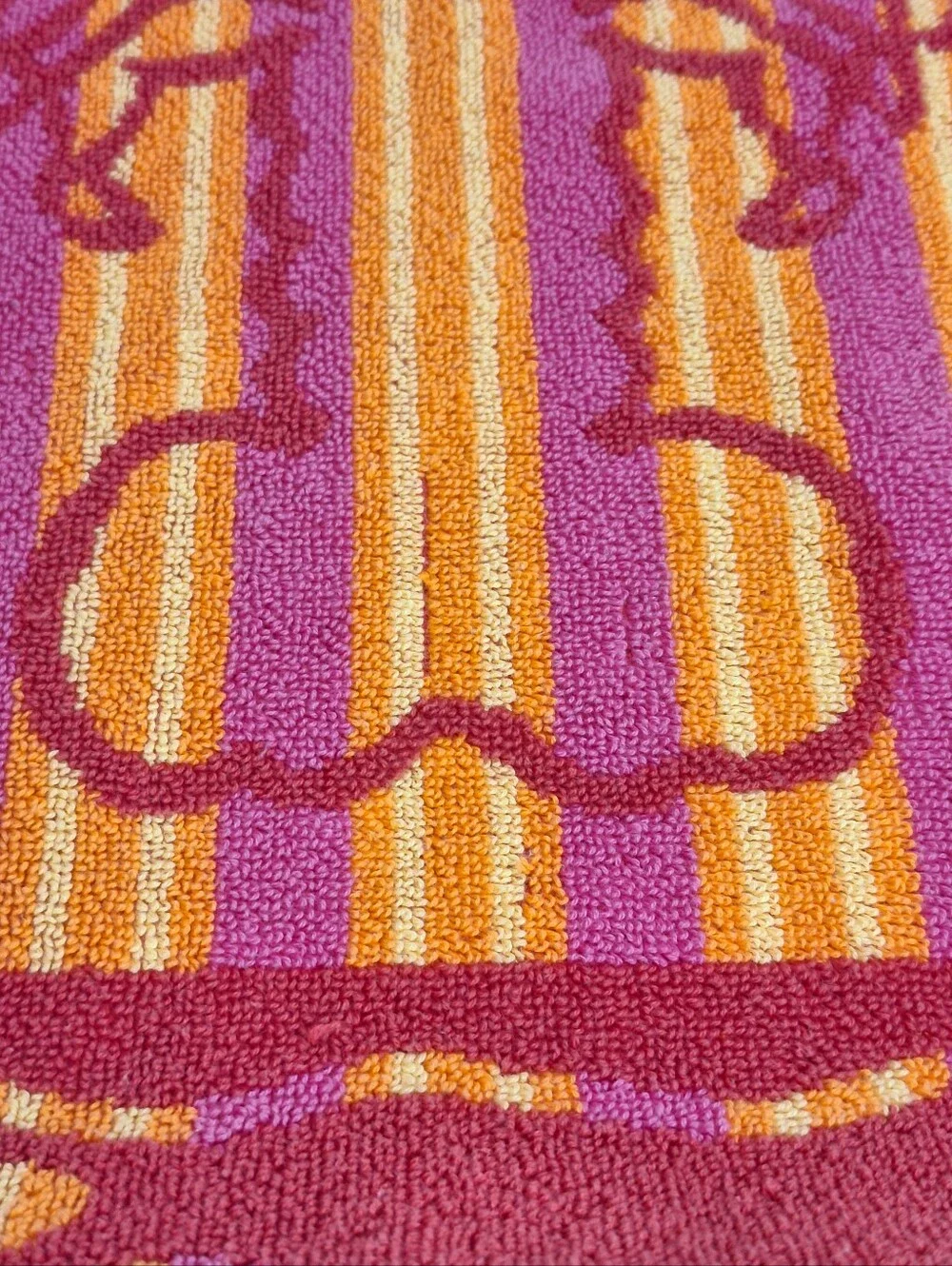 Vtg 90s Palm Cove Lobster Beach Towel Red Orange Pink Ocean 57x30 Inch Retro